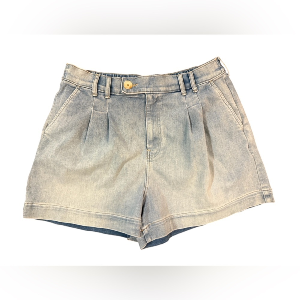 NWT UpWest Shorts Womens Small Pleated Blue Denim Stretch 3" Inseam - Picture 5 of 6